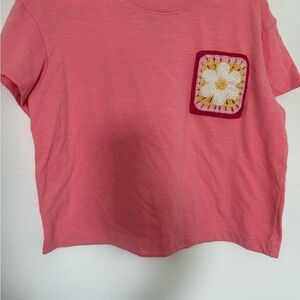 Pink Crochet Pocket Girls Top